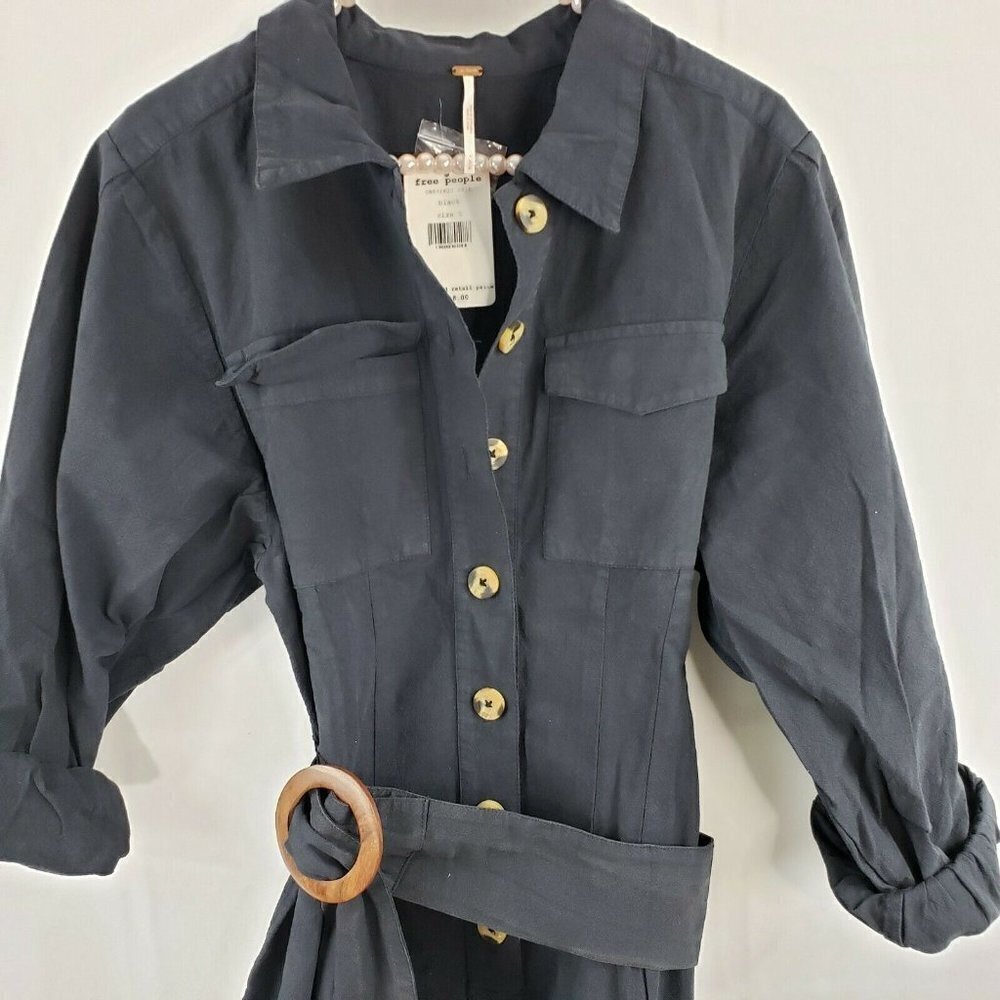 Free People Audrey Circle Shirt Dress Black S - Picture 6 of 8